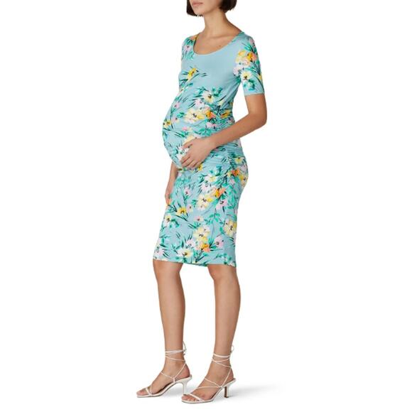 YUMI KIM X RTR Multicolor Floral Ruched Sun Dance Blossom Maternity Dress Size M - Picture 3 of 10